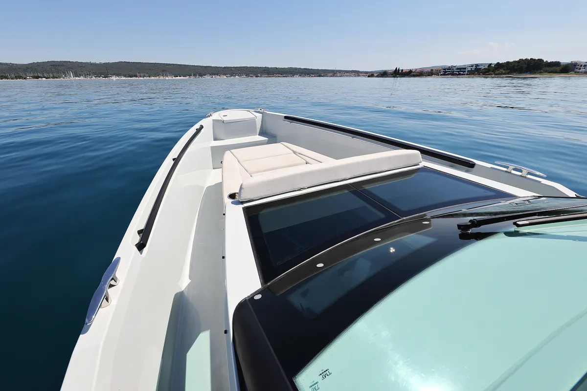 Exterior view of Saxdor 320 GTO, a motorboat at Sukošan, Croatia