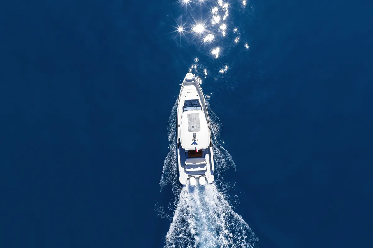 Exterior view of Saxdor 320 GTO, a motorboat at Sukošan, Croatia