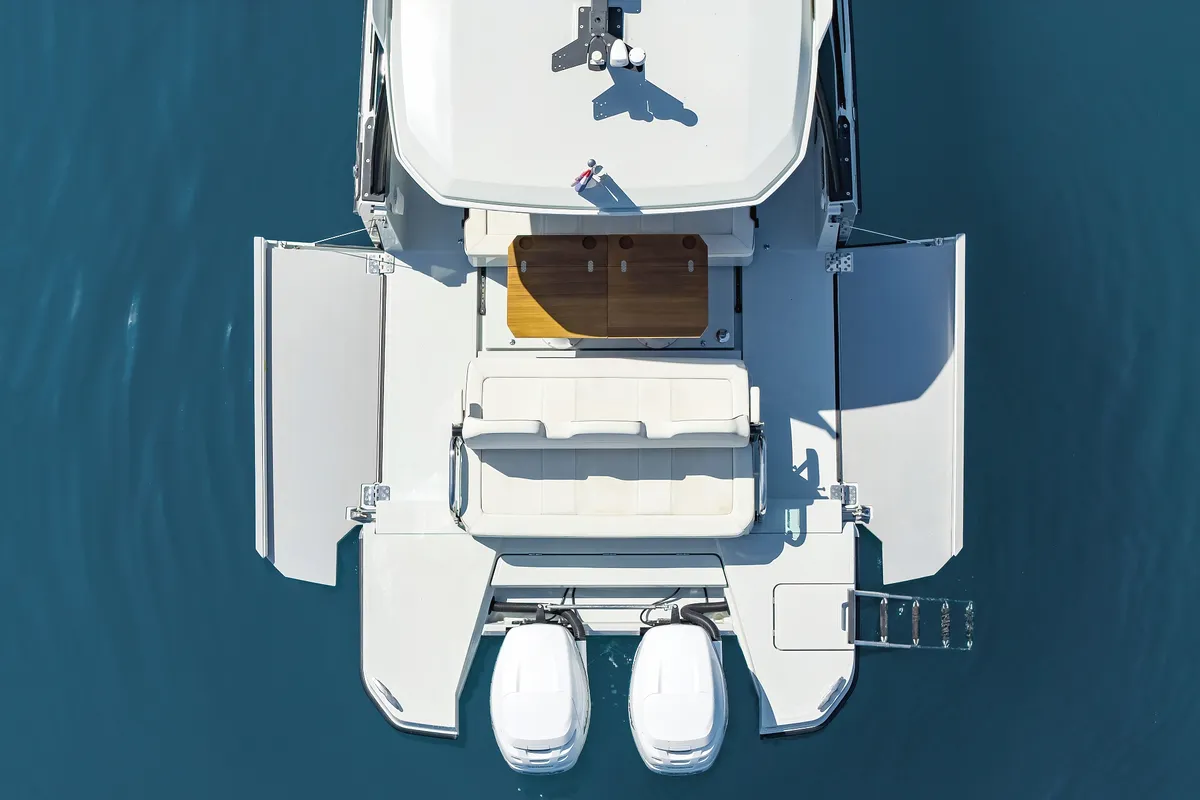 Exterior view of Saxdor 320 GTO, a motorboat at Sukošan, Croatia