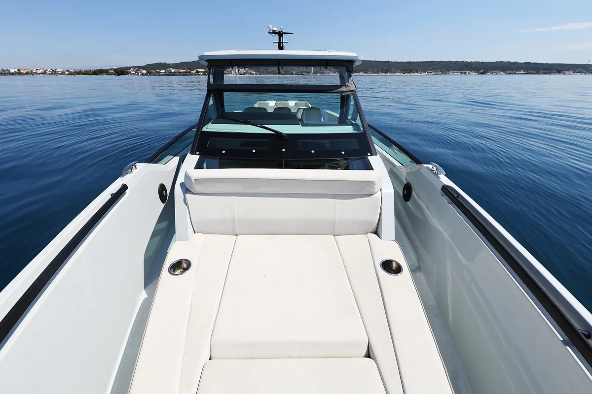 Deck of Saxdor 320 GTO, a motorboat at Sukošan, Croatia
