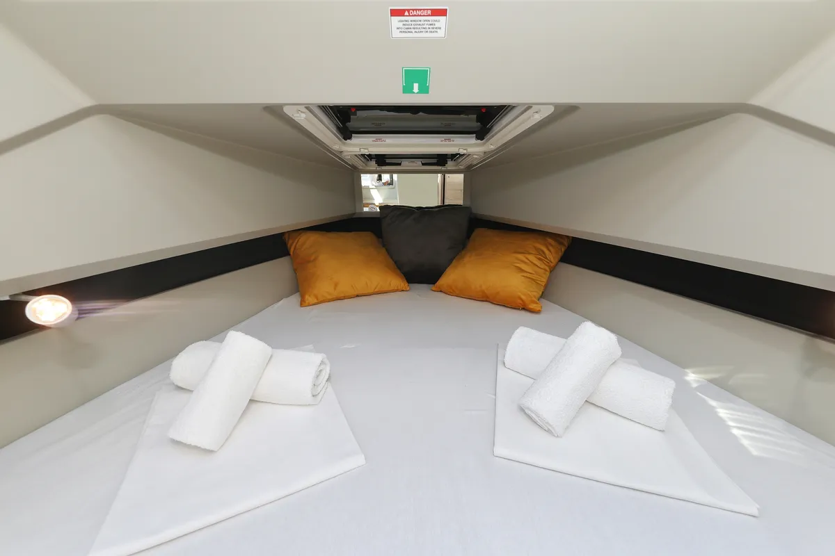 Cabin on Saxdor 320 GTO, a motorboat at Sukošan, Croatia