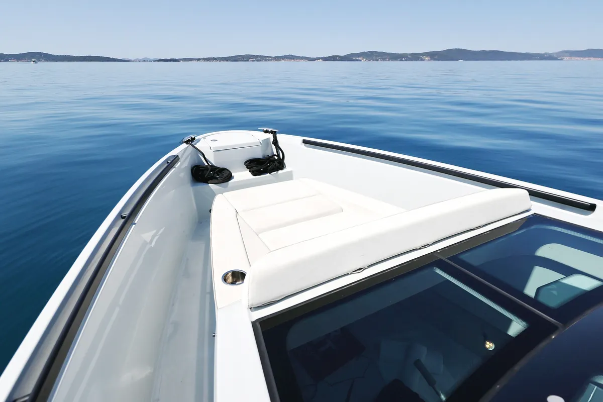 Deck of Saxdor 320 GTO, a motorboat at Sukošan, Croatia