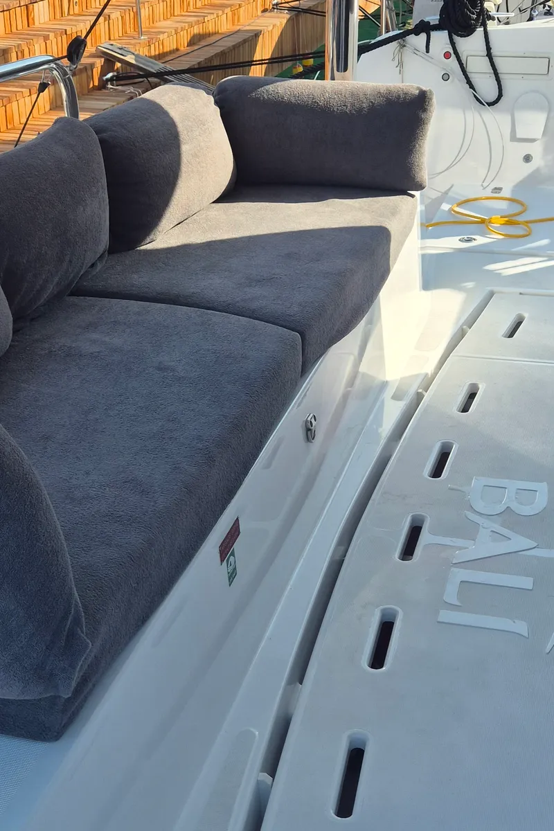 Deck of Solo Star, a Bali 4.6 catamaran at Fethiye, Turkey