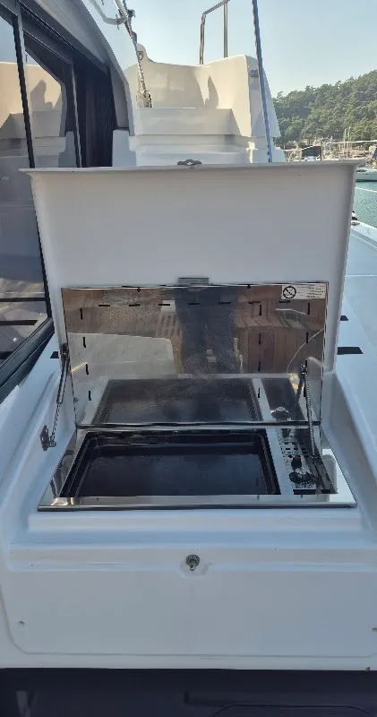 Cockpit of Solo Star, a Bali 4.6 catamaran at Fethiye, Turkey