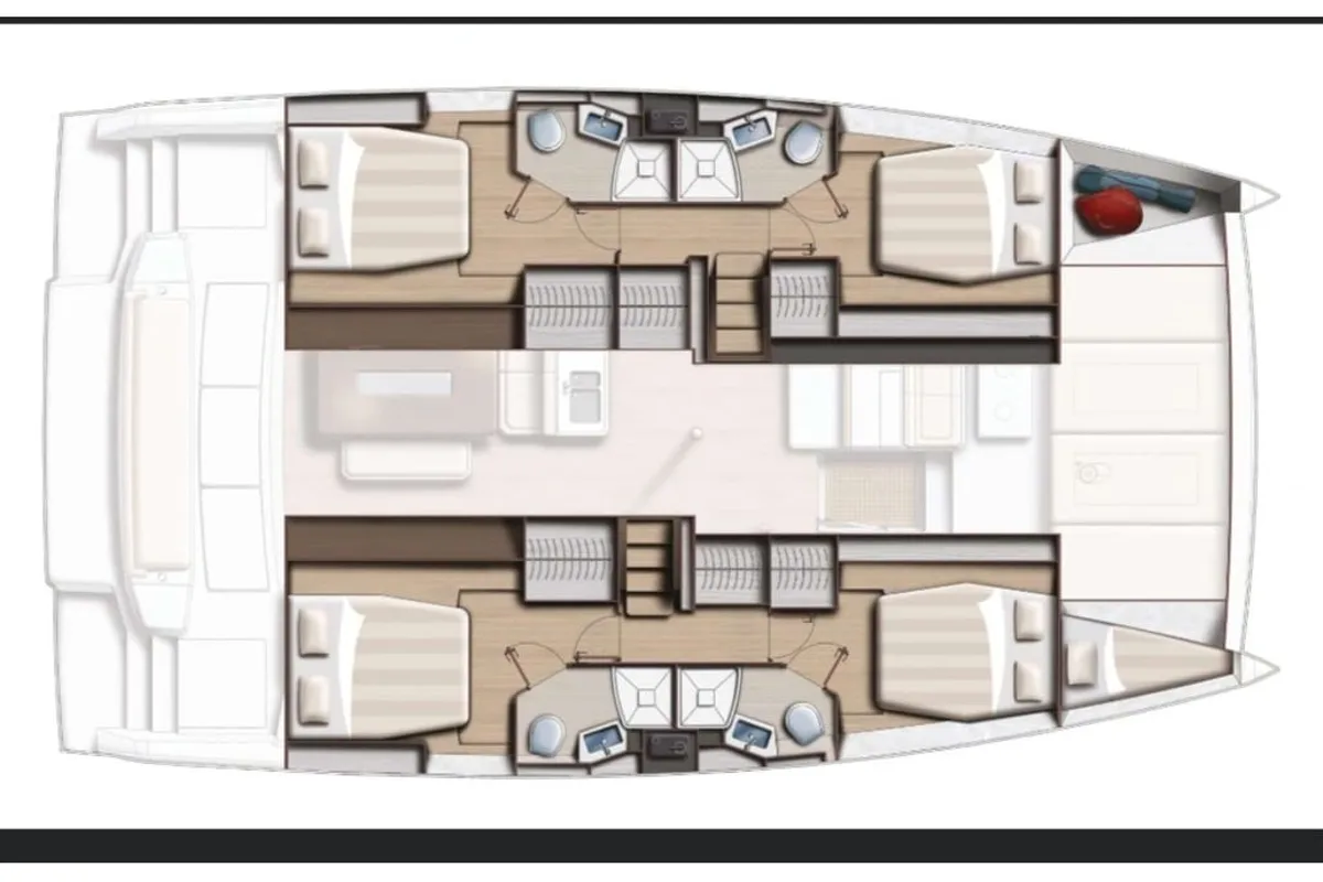 Cabin on Solo Star, a Bali 4.6 catamaran at Fethiye, Turkey