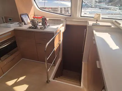 Galley of Solo Star, a Bali 4.6 catamaran at Fethiye, Turkey