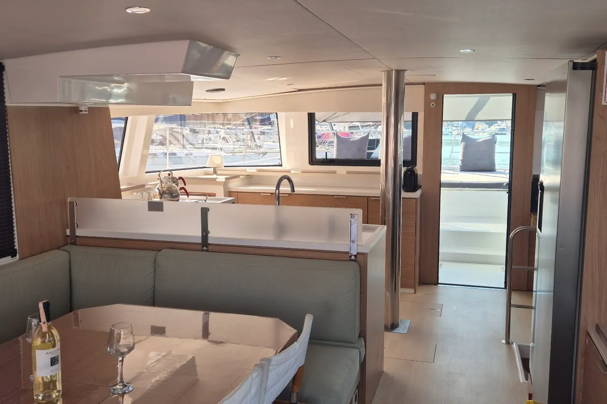 Galley of Solo Star, a Bali 4.6 catamaran at Fethiye, Turkey