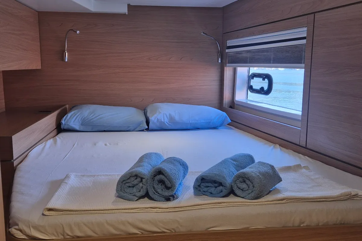 Deck of Solo Star, a Bali 4.6 catamaran at Fethiye, Turkey