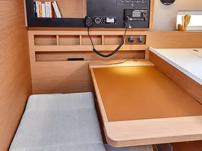 Salon of Sky Lina, a Jeanneau Sun Odyssey 410 sailboat at Marmaris, Turkey