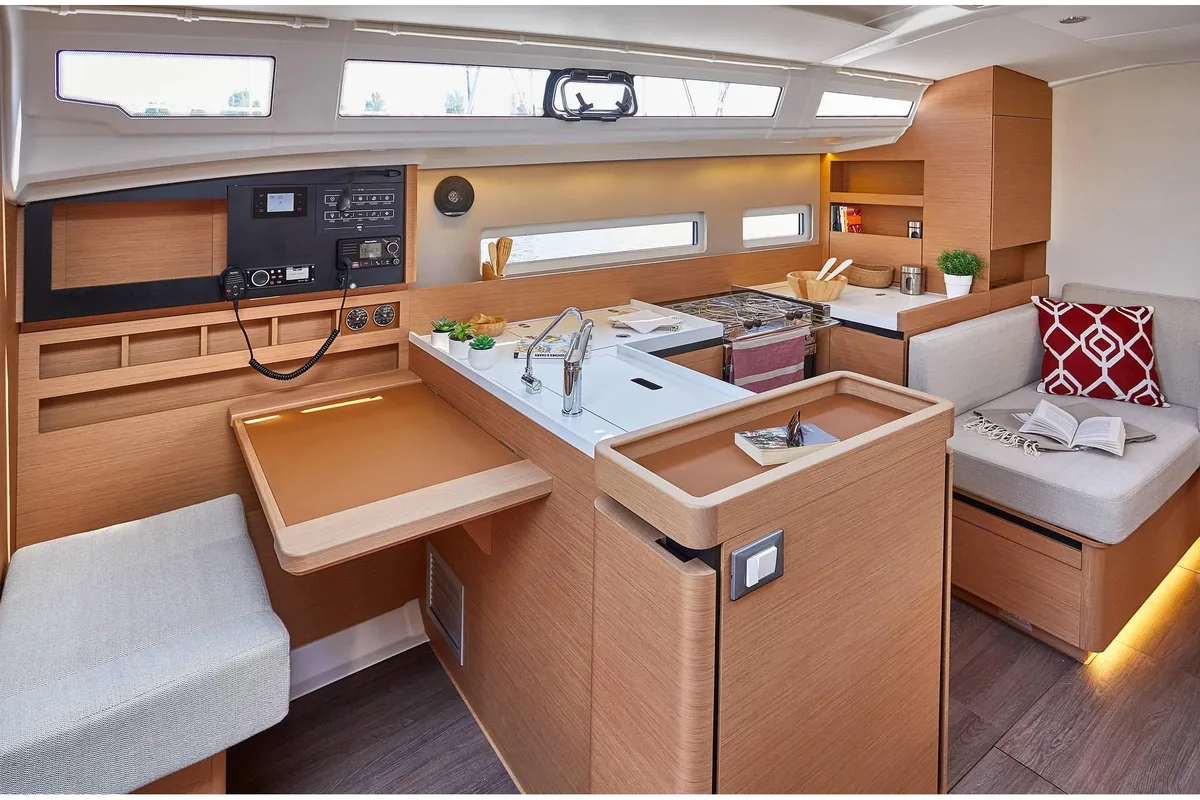 Galley of Sky Lina, a Jeanneau Sun Odyssey 410 sailboat at Marmaris, Turkey