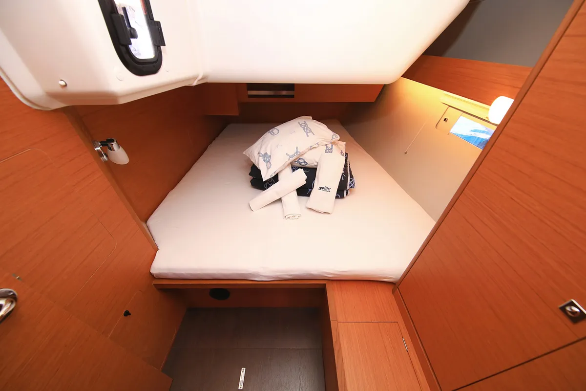 Cabin on Auszeit, a Dufour 430 sailboat at Jezera, Croatia