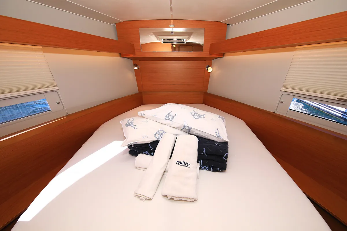Cabin on Auszeit, a Dufour 430 sailboat at Jezera, Croatia