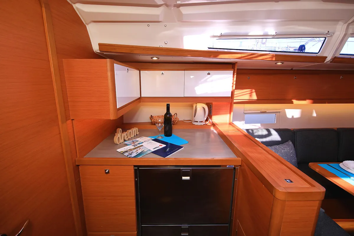 Galley of Auszeit, a Dufour 430 sailboat at Jezera, Croatia