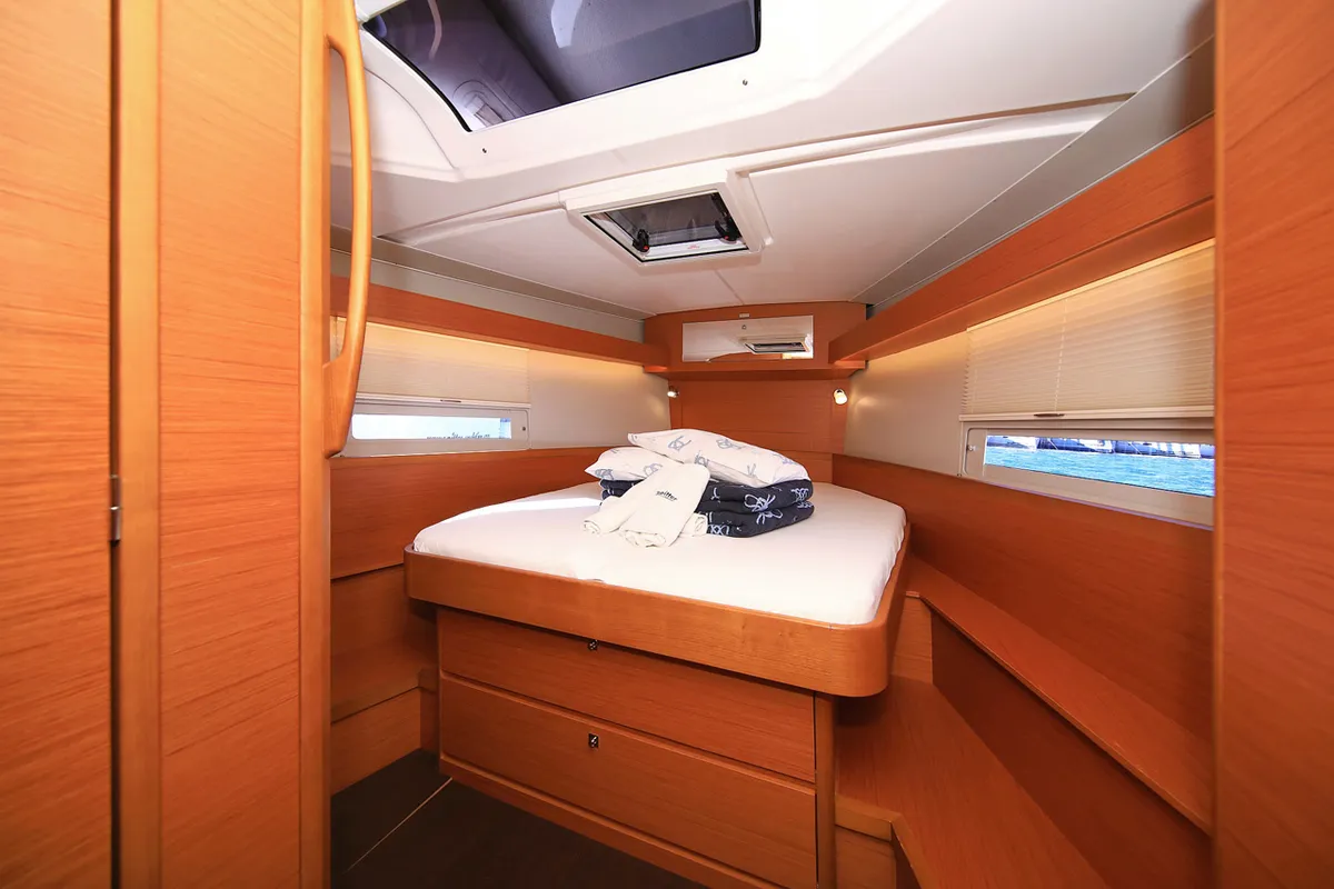 Cabin on Auszeit, a Dufour 430 sailboat at Jezera, Croatia