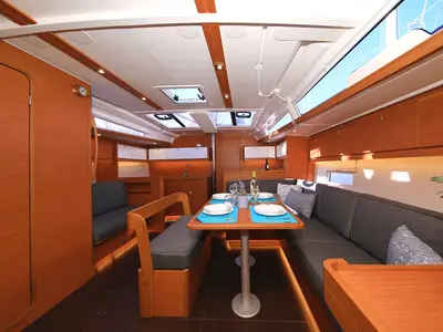 Salon of Auszeit, a Dufour 430 sailboat at Jezera, Croatia