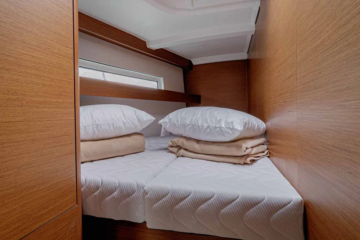Cabin on Mystic Blue, a Jeanneau Sun Odyssey 440 sailboat at Kontokali, Greece
