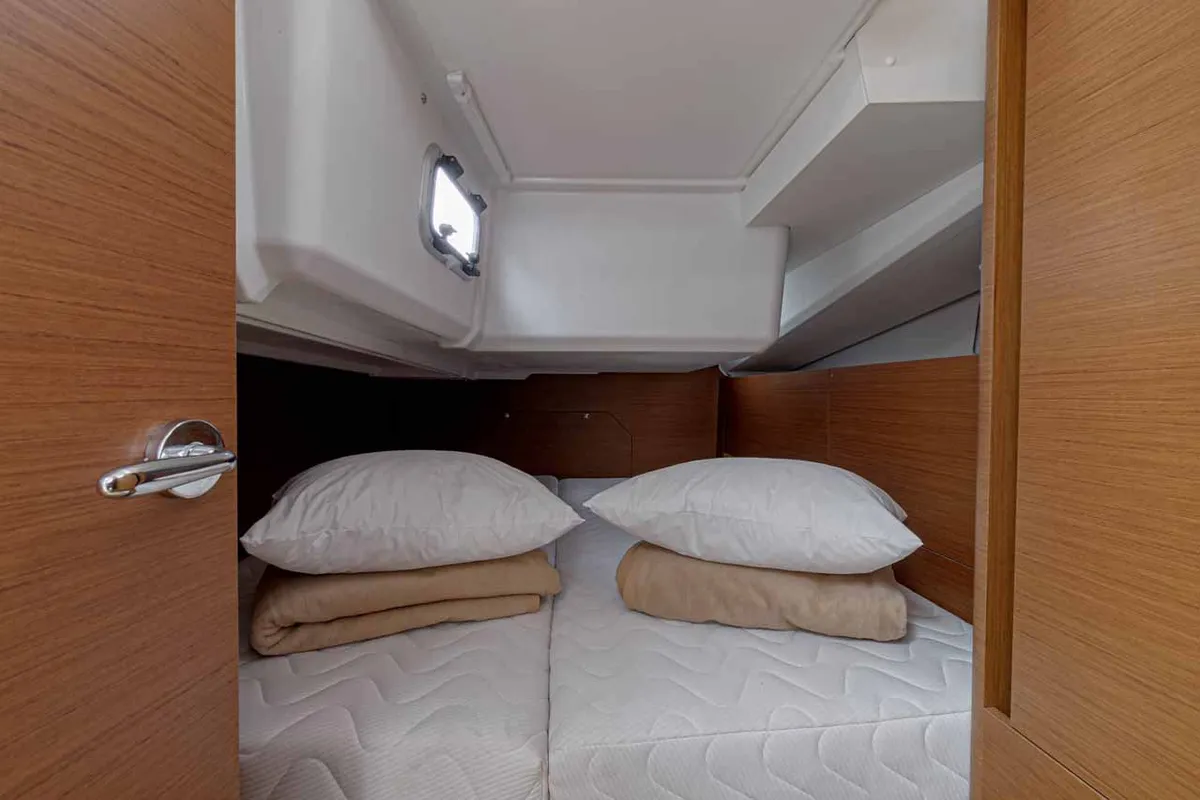 Cabin on Mystic Blue, a Jeanneau Sun Odyssey 440 sailboat at Kontokali, Greece