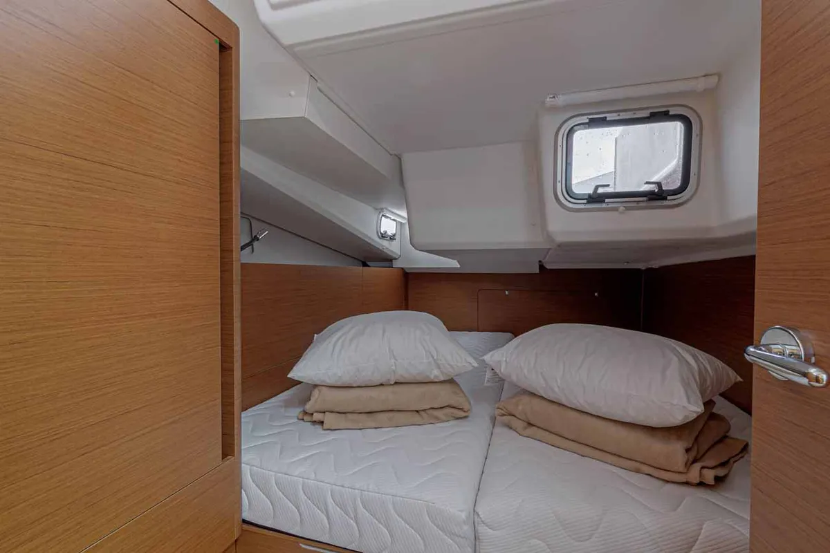 Cabin on Mystic Blue, a Jeanneau Sun Odyssey 440 sailboat at Kontokali, Greece