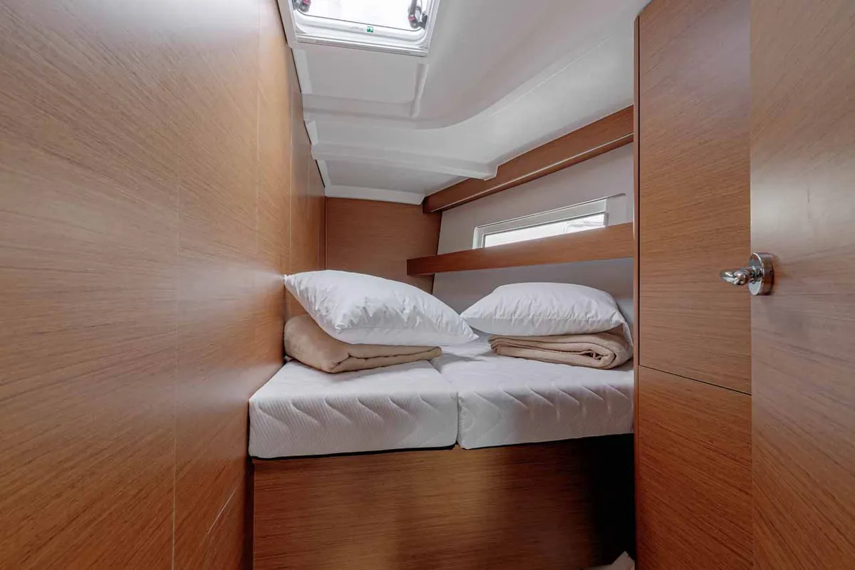 Cabin on Mystic Blue, a Jeanneau Sun Odyssey 440 sailboat at Kontokali, Greece