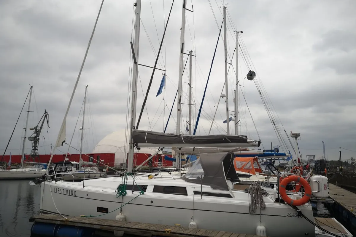 Exterior view of First Wind, a Hanse 348 sailboat at Gdańsk, Poland