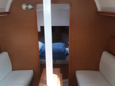Salon of Arosa, a Jeanneau Sun Odyssey 33i sailboat at Kontokali, Greece