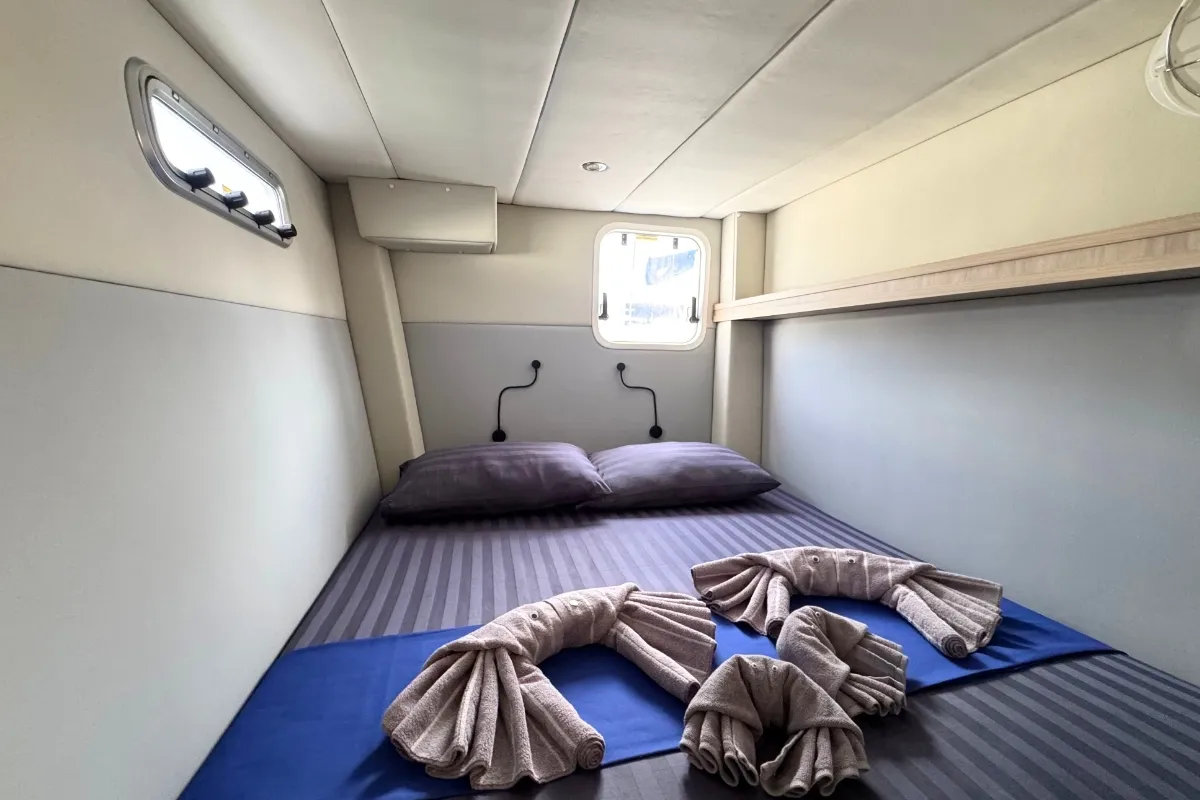 Cabin on Isle Phantom, a Island Spirit 410 catamaran at Baan Salak Phet, Thailand