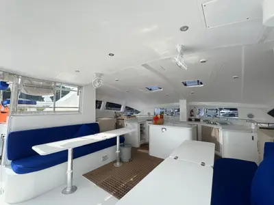 Salon of Isle Phantom, a Island Spirit 410 catamaran at Baan Salak Phet, Thailand