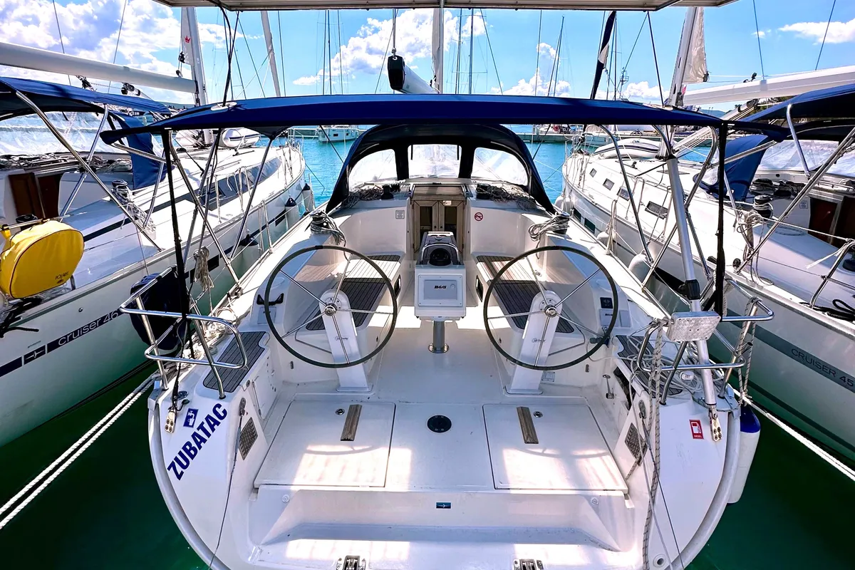 Cockpit of Zubatac, a Bavaria Cruiser 41 sailboat at Općina Sukošan, Croatia