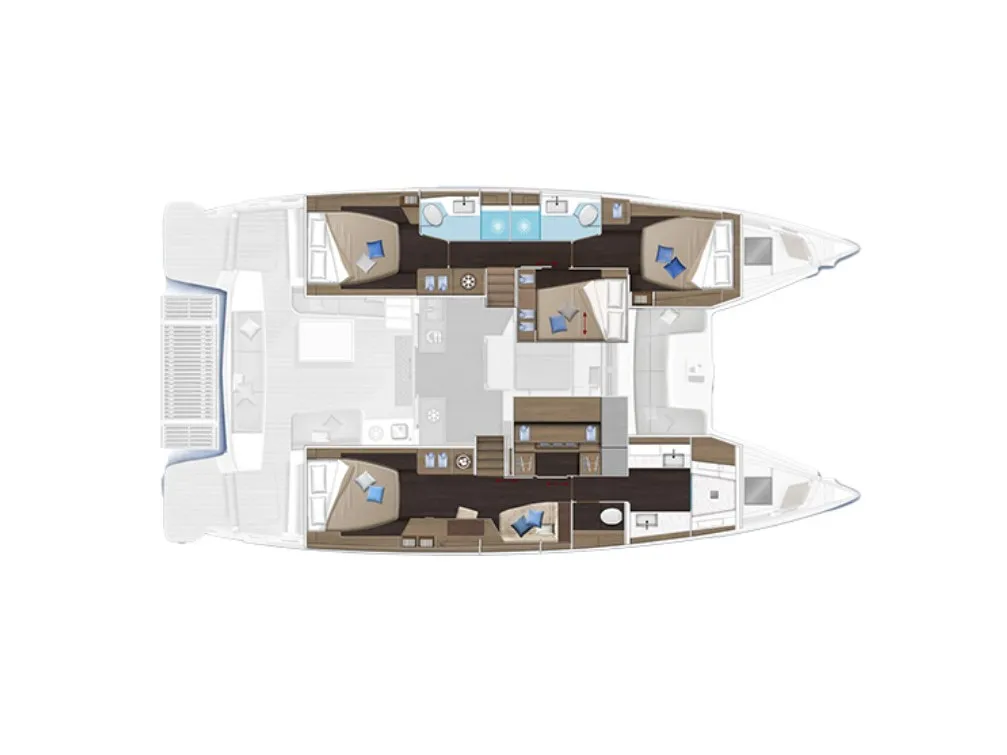 Floor plan of ZIG, a Lagoon 51 catamaran at Paraty, Brazil