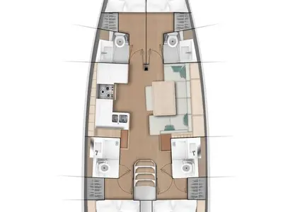 Floor plan of Suami, a Jeanneau Sun Odyssey 490 sailboat at Tonnarella, Italy