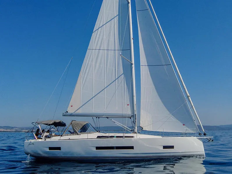 Exterior view of Astan, a Hanse 460 sailboat at Cogolin, France