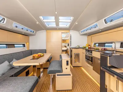 Galley of Astan, a Hanse 460 sailboat at Cogolin, France