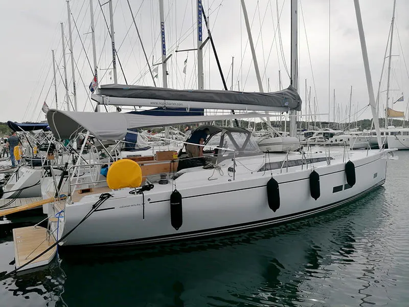 Exterior view of Sportski Vuk 44, a Grand Soleil 44 Performance sailboat at Grad Šibenik, Croatia