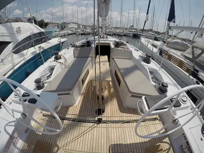 Deck of Sportski Vuk 44, a Grand Soleil 44 Performance sailboat at Grad Šibenik, Croatia