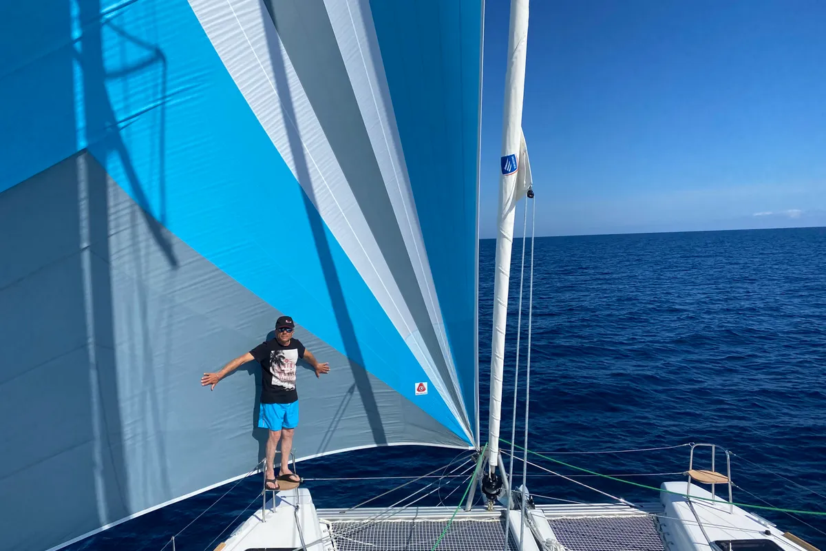 Exterior view of Fil'eole, a Lagoon 40 catamaran at Hyères, France