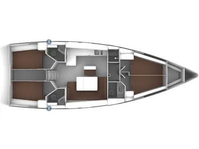 Floor plan of Comfort, a Bavaria Cruiser 46 sailboat at Harstad, Norway