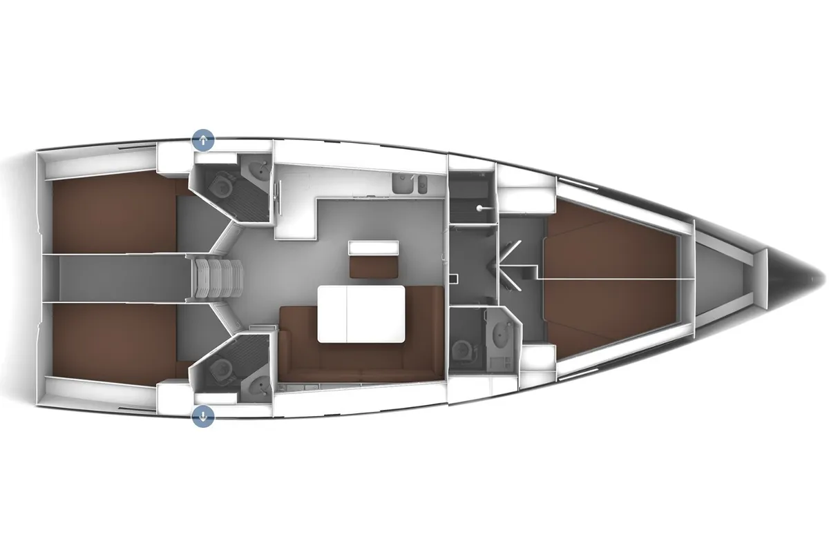Floor plan of Comfort, a Bavaria Cruiser 46 sailboat at Harstad, Norway