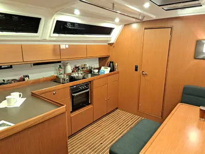 Galley of Comfort, a Bavaria Cruiser 46 sailboat at Harstad, Norway