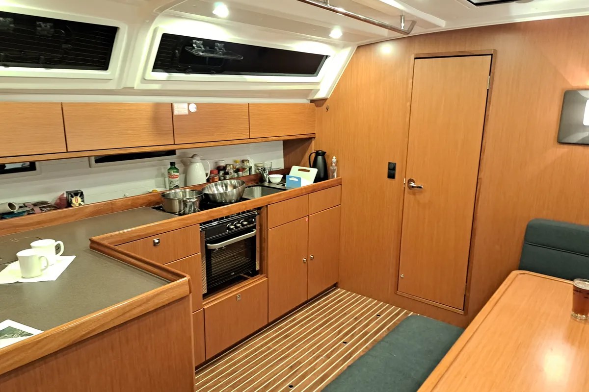 Galley of Comfort, a Bavaria Cruiser 46 sailboat at Harstad, Norway