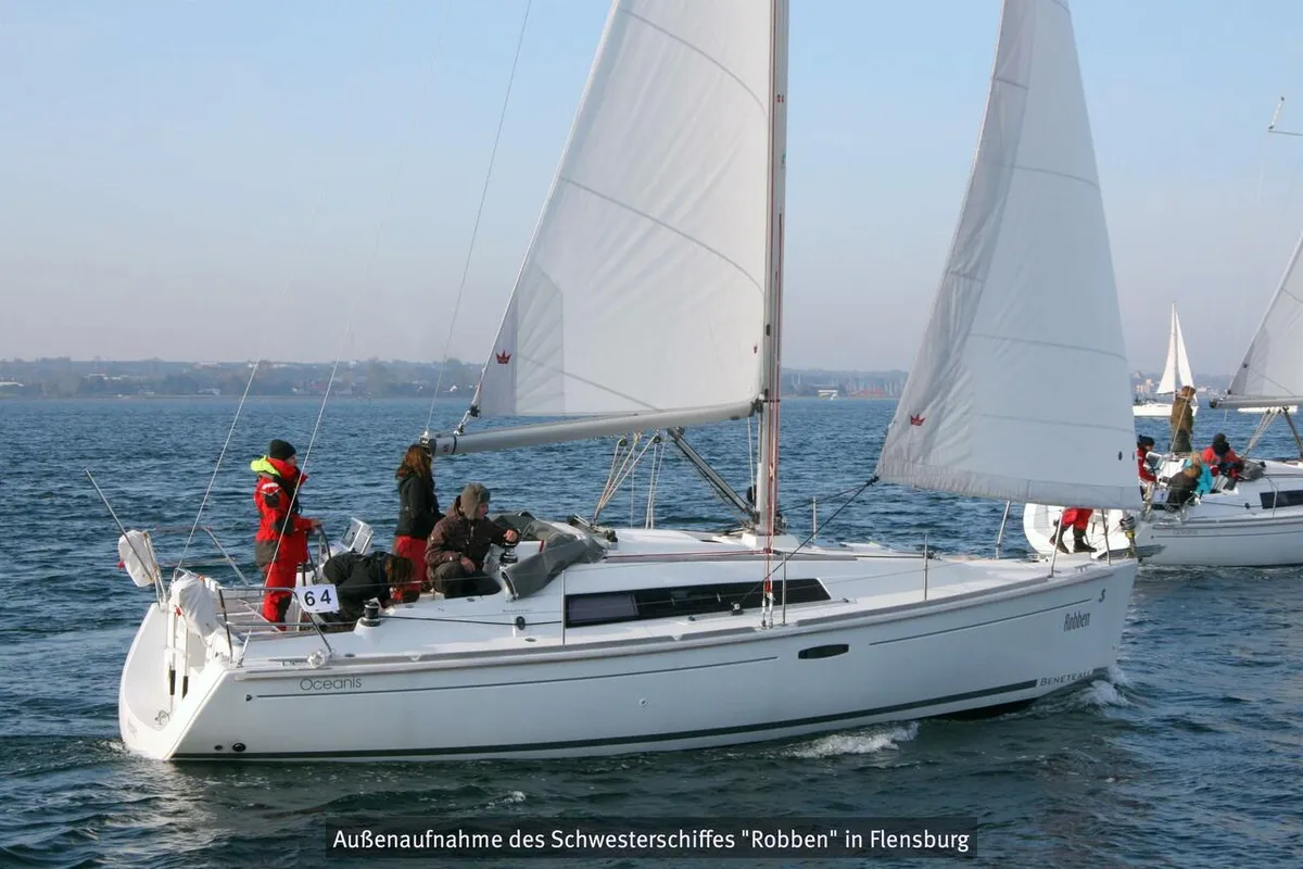 Exterior view of Little Jo, a Beneteau Oceanis 31 sailboat at Flensburg, Germany
