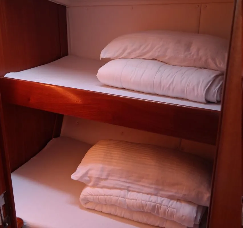 Cabin on Monelli, a Bavaria 49 sailboat at Kontokali, Greece
