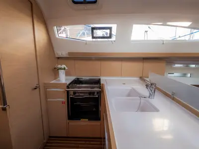 Galley of Despacito, a Elan Impression 40 sailboat at Biograd na Moru, Croatia
