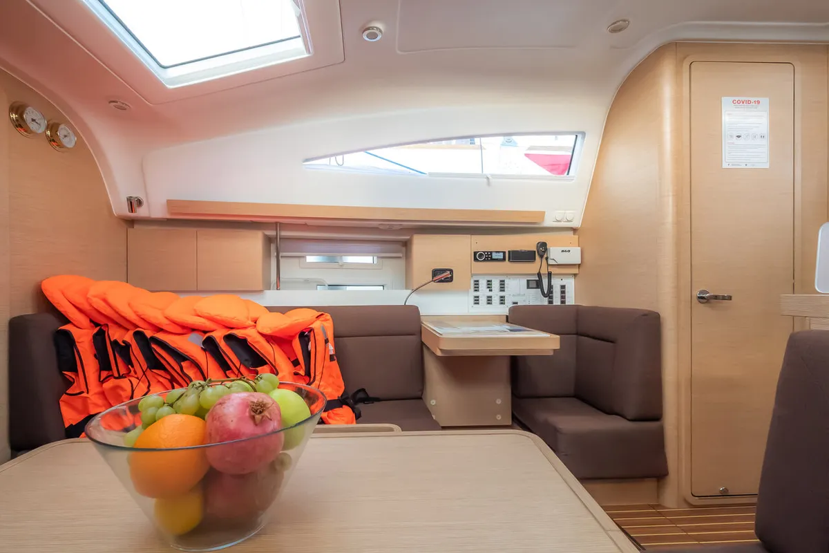 Salon of Despacito, a Elan Impression 40 sailboat at Biograd na Moru, Croatia