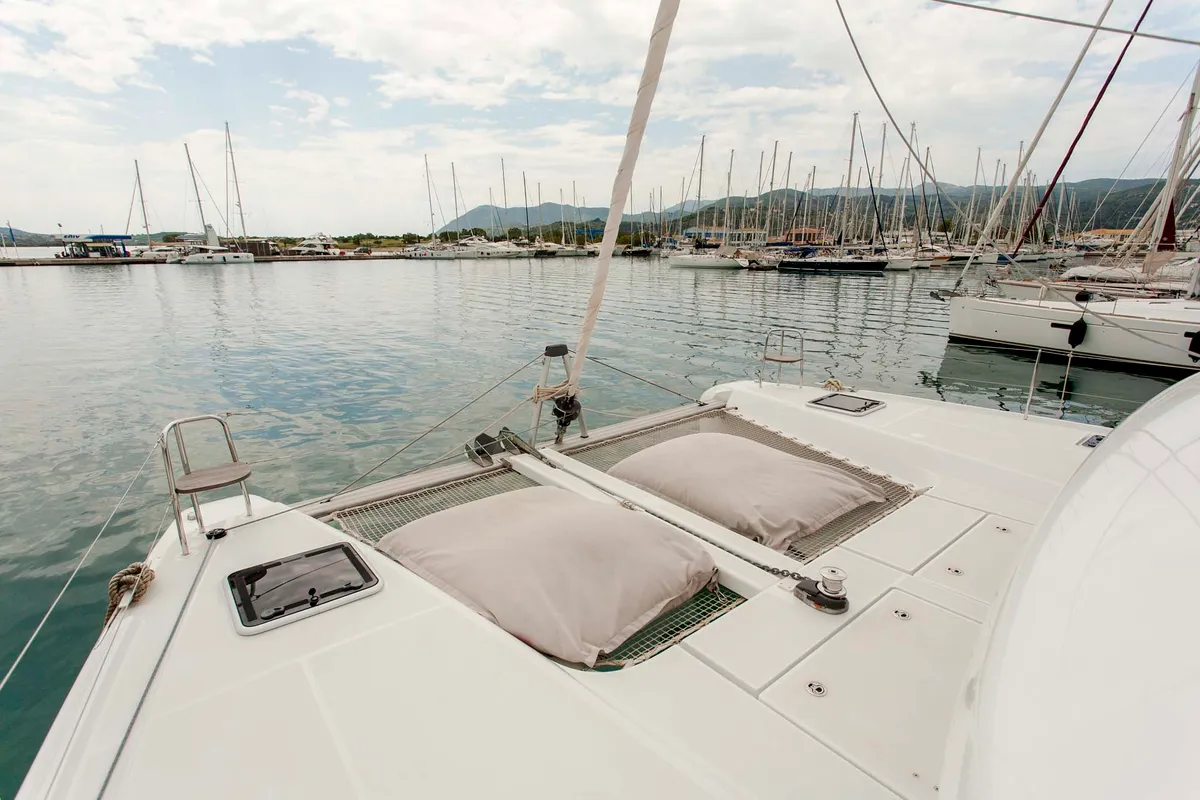Deck of Nirvana, a Lagoon 42 catamaran at Municipal Unit of Lefkada, Greece