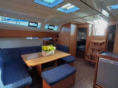 Salon of Leonidas II, a Bavaria Cruiser 46 sailboat at Athens, Greece