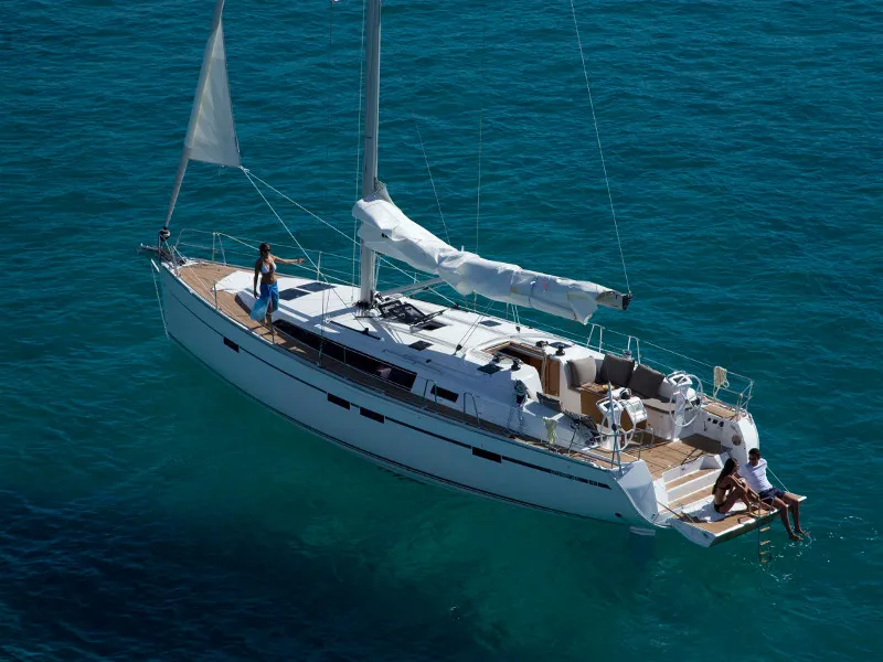Exterior view of Leonidas II, a Bavaria Cruiser 46 sailboat at Athens, Greece