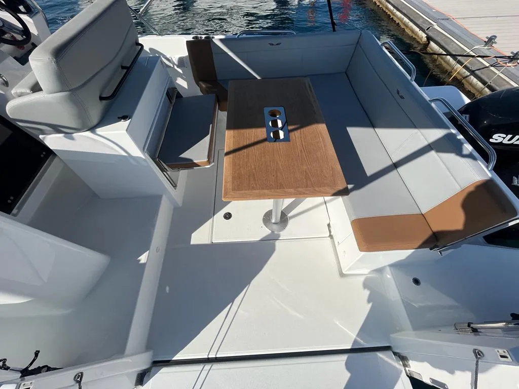 Deck of Flyer 9, a Beneteau Flyer 9 SUNdeck motorboat at Grad Pula, Croatia