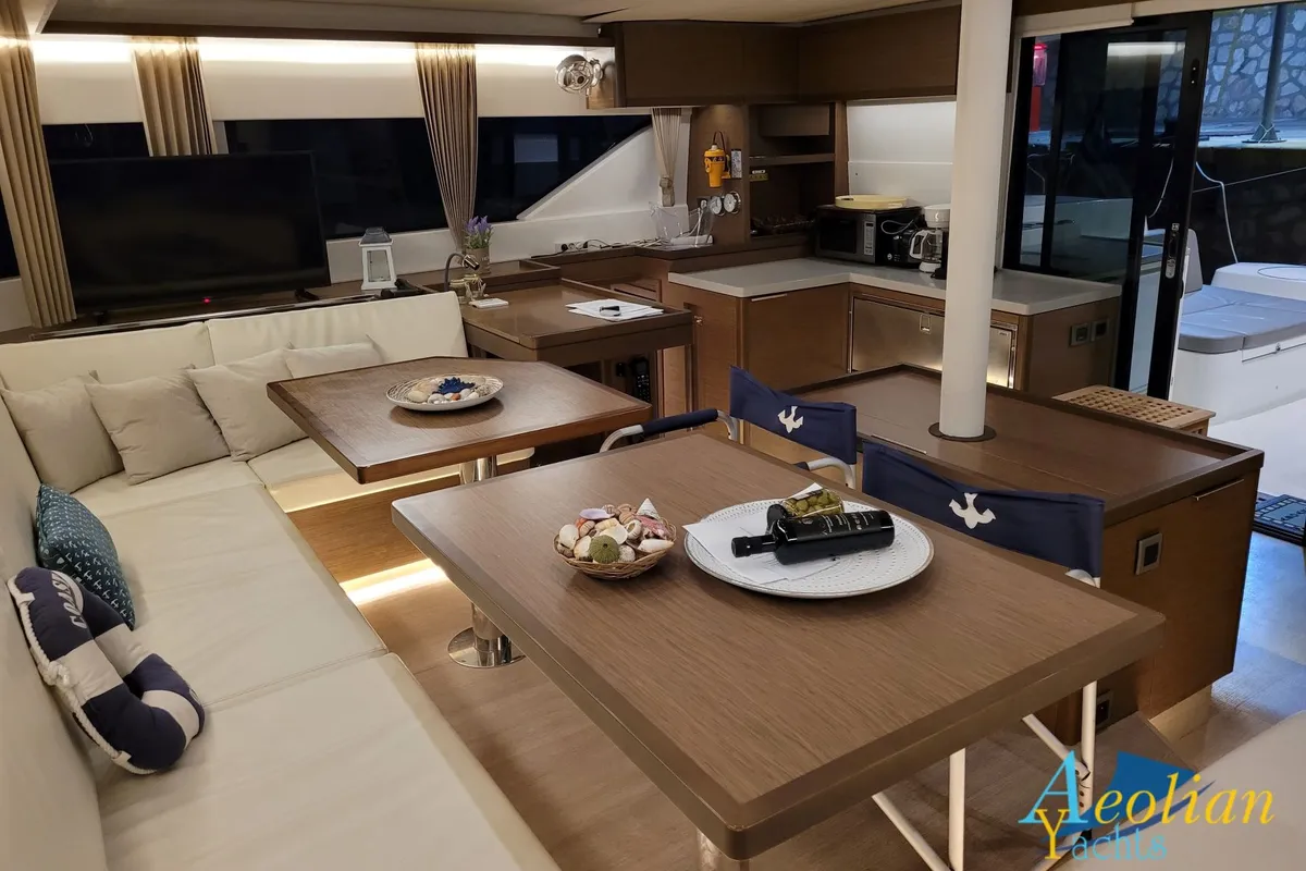 Salon of Aeolian Myth, a Lagoon 50 catamaran at Preveza, Greece