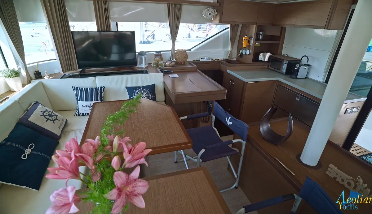 Salon of Aeolian Myth, a Lagoon 50 catamaran at Preveza, Greece