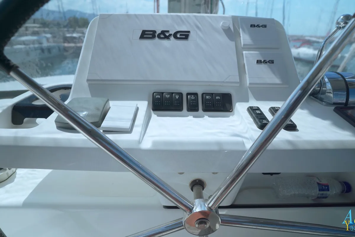 Cockpit of Aeolian Myth, a Lagoon 50 catamaran at Preveza, Greece